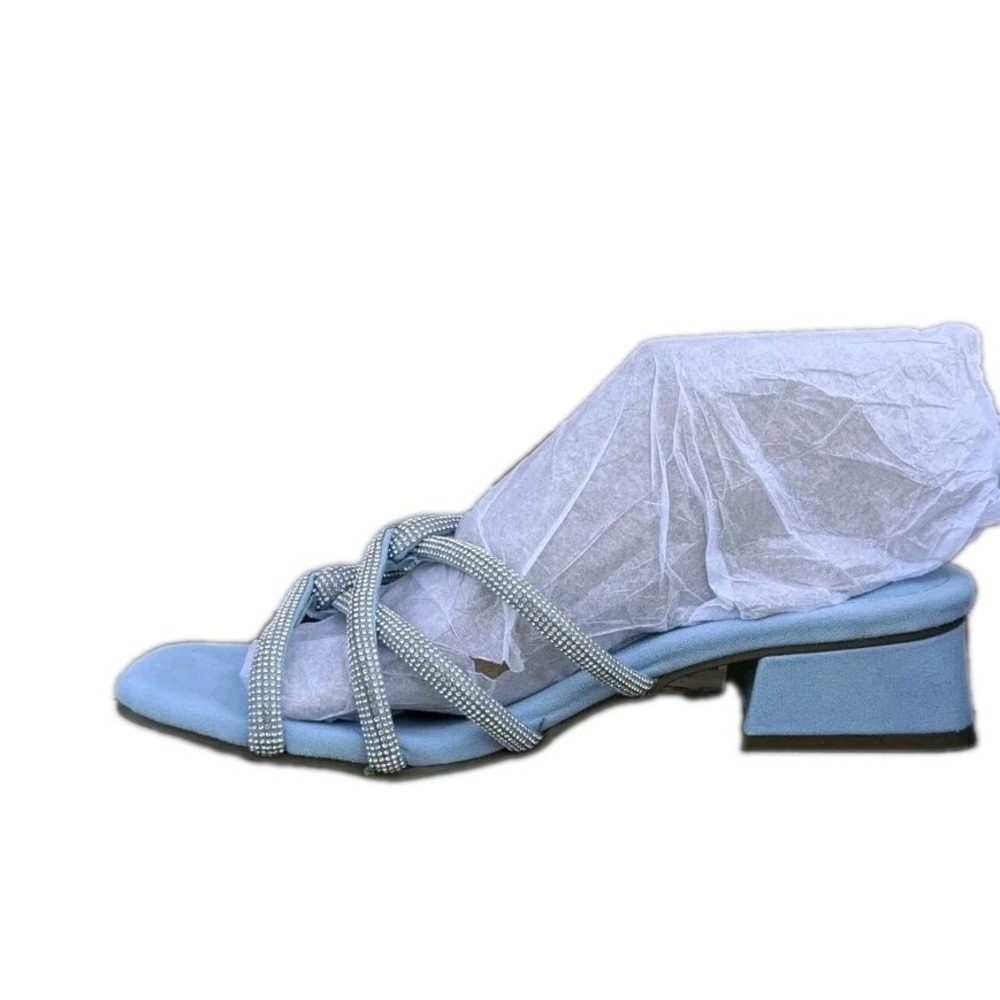 Anne Klein Sandals Womens Ancoletta Blue Rhinestone Heel NIC002F19 Size 7.5